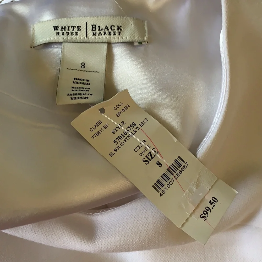 White House Black Market WHBM white dress 8 New NWT medium Sleeveless GORGEOUS - Picture 7 of 11
